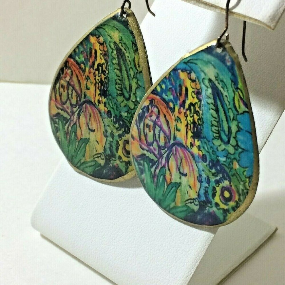 Rare Earrings Mod Retro Art Painting Studio L102
